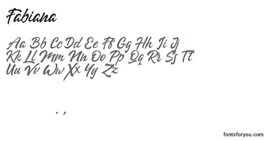 Шрифт Fabiana – алфавит, цифры, специальные символы