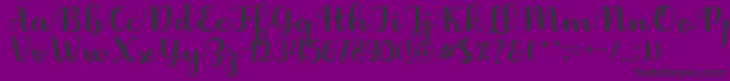 Fabitha Script-fontti – mustat fontit violetilla taustalla