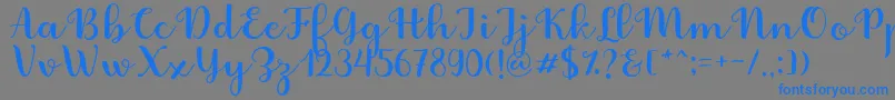 Fabitha Script-Schriftart – Blaue Schriften auf grauem Hintergrund