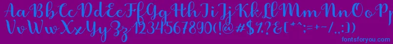 Fabitha Script Font – Blue Fonts on Purple Background