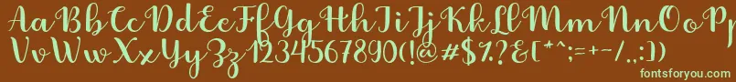 Fabitha Script Font – Green Fonts on Brown Background