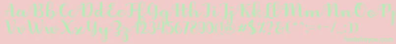 Fabitha Script-Schriftart – Grüne Schriften auf rosa Hintergrund