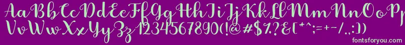 Fabitha Script Font – Green Fonts on Purple Background