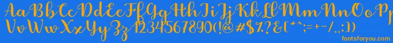 Fonte Fabitha Script – fontes laranjas em um fundo azul