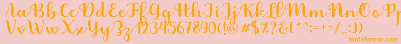 Fabitha Script Font – Orange Fonts on Pink Background