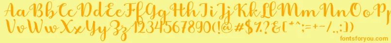 Fabitha Script Font – Orange Fonts on Yellow Background