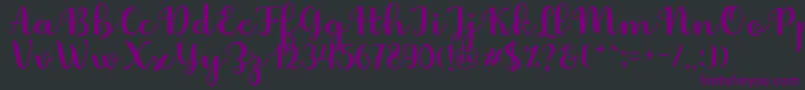 Fonte Fabitha Script – fontes roxas em um fundo preto