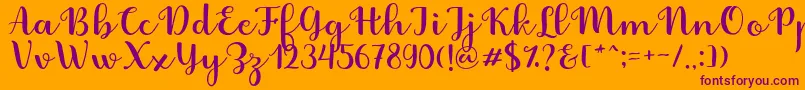More about Fabitha Script Font Fabitha Script Font – Purple Fonts on Orange Background