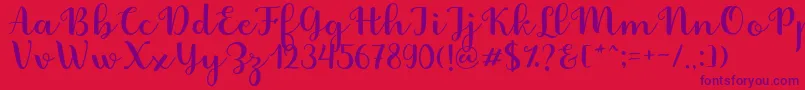 Fabitha Script-fontti – violetit fontit punaisella taustalla