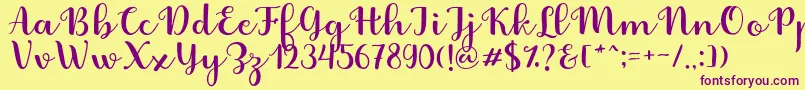 Fabitha Script Font – Purple Fonts on Yellow Background