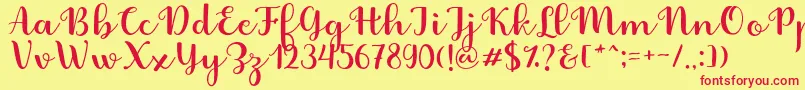 Fabitha Script Font – Red Fonts on Yellow Background