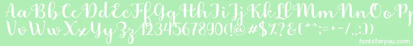 Fabitha Script Font – White Fonts on Green Background