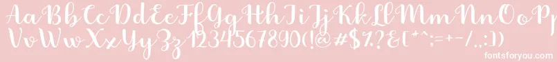 Fabitha Script-Schriftart – Weiße Schriften auf rosa Hintergrund