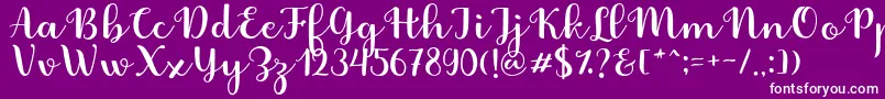 Fabitha Script Font – White Fonts on Purple Background