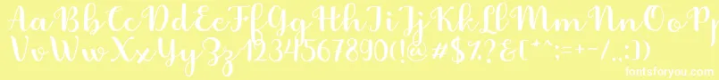 Fabitha Script Font – White Fonts on Yellow Background