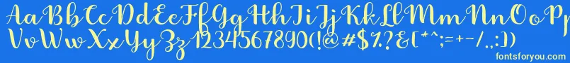 Fabitha Script Font – Yellow Fonts on Blue Background