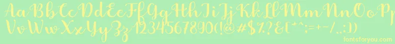 Fabitha Script Font – Yellow Fonts on Green Background