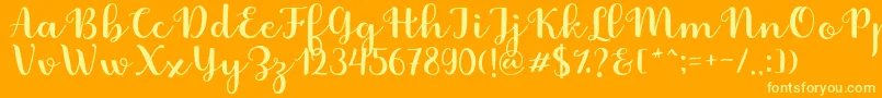 Fabitha Script Font – Yellow Fonts on Orange Background