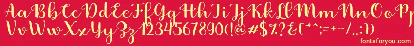 Fabitha Script Font – Yellow Fonts on Red Background