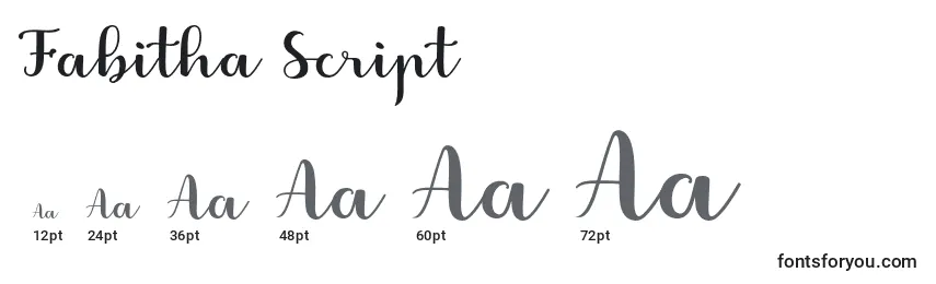 Размеры шрифта Fabitha Script