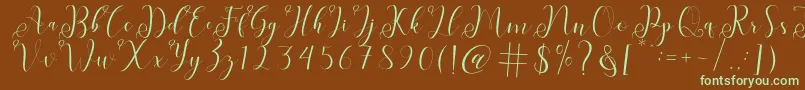 fabitha-fontti – vihreät fontit ruskealla taustalla