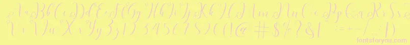 fabitha-Schriftart – Rosa Schriften auf gelbem Hintergrund