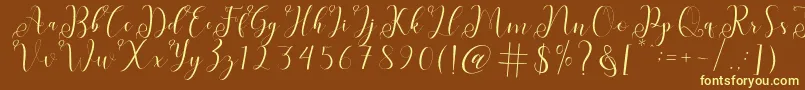 fabitha-Schriftart – Gelbe Schriften auf braunem Hintergrund