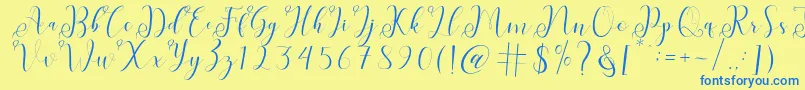 fabitha Font – Blue Fonts on Yellow Background