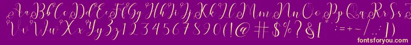 fabitha-Schriftart – Gelbe Schriften auf violettem Hintergrund