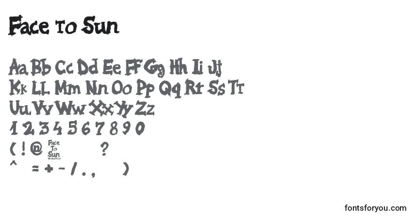 Czcionka Face to Sun – alfabet, cyfry, specjalne znaki