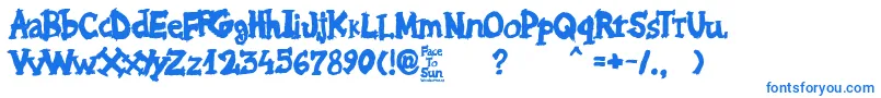 フォントFace to Sun – 白い背景に青い文字