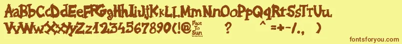 フォントFace to Sun – 茶色の文字が黄色の背景にあります。