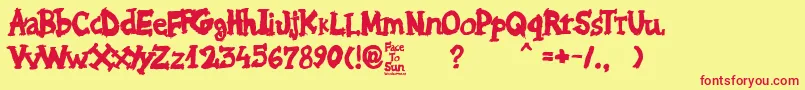 Face to Sun-Schriftart – Rote Schriften auf gelbem Hintergrund