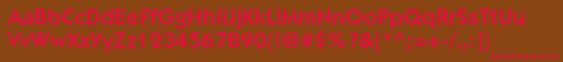 フォントItckabelstdDemi – 赤い文字が茶色の背景にあります。