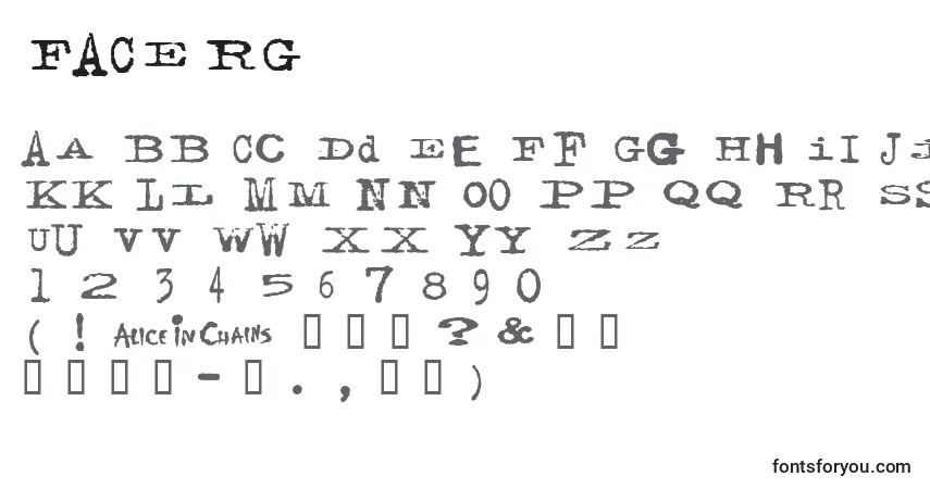 A fonte FACERG   (126300) – alfabeto, números, caracteres especiais