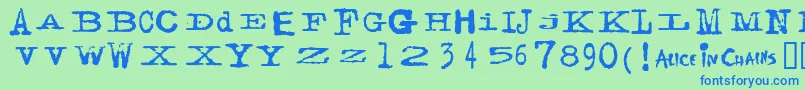 Шрифт FACERG   – синие шрифты на зелёном фоне