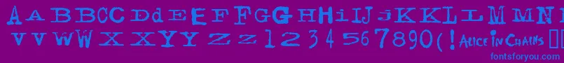 FACERG  -fontti – siniset fontit violetilla taustalla