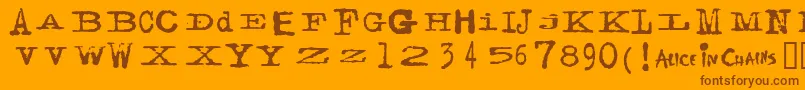 FACERG  -Schriftart – Braune Schriften auf orangefarbenem Hintergrund