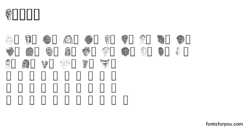 Schriftart Faces (126301) – Alphabet, Zahlen, spezielle Symbole