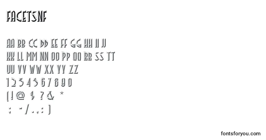 Schriftart FACETSNF (126302) – Alphabet, Zahlen, spezielle Symbole