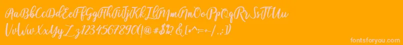 fadelya-Schriftart – Rosa Schriften auf orangefarbenem Hintergrund