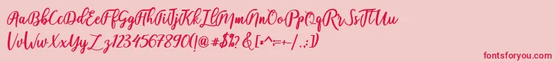 Fonte fadelya – fontes vermelhas em um fundo rosa