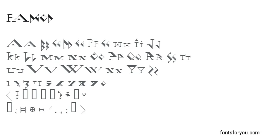 A fonte Fadgod (126306) – alfabeto, números, caracteres especiais
