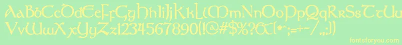 FAERIE-fontti – keltaiset fontit vihreällä taustalla