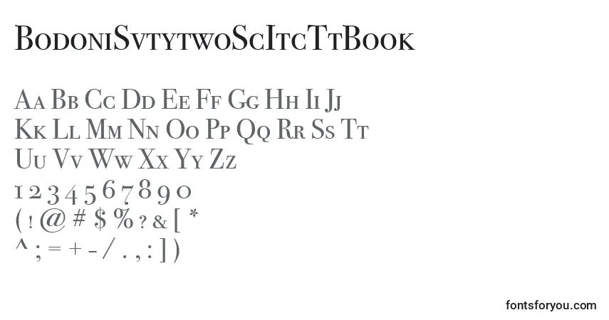 A fonte BodoniSvtytwoScItcTtBook – alfabeto, números, caracteres especiais