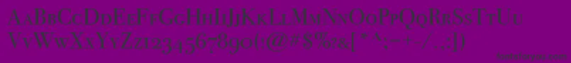 BodoniSvtytwoScItcTtBook-fontti – mustat fontit violetilla taustalla