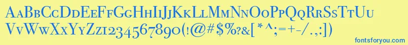 BodoniSvtytwoScItcTtBook Font – Blue Fonts on Yellow Background