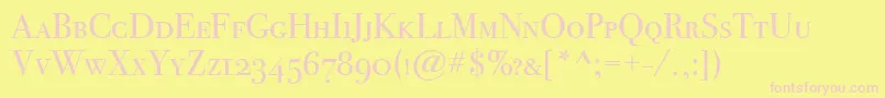 BodoniSvtytwoScItcTtBook Font – Pink Fonts on Yellow Background