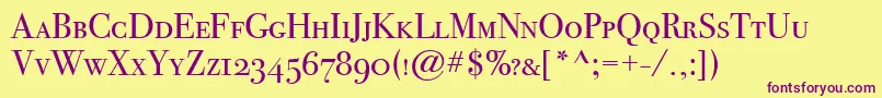 BodoniSvtytwoScItcTtBook Font – Purple Fonts on Yellow Background