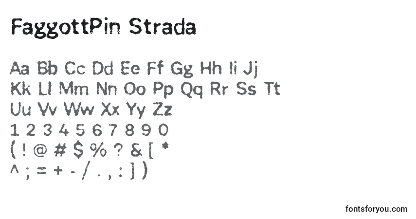 Schriftart FaggottPin Strada – Alphabet, Zahlen, spezielle Symbole